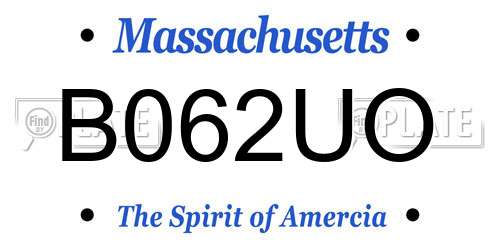 B062UO Massachusetts License Plate