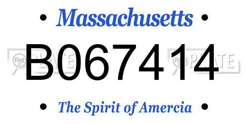 B067414 Massachusetts License Plate