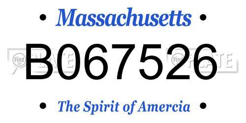 B067526 Massachusetts License Plate