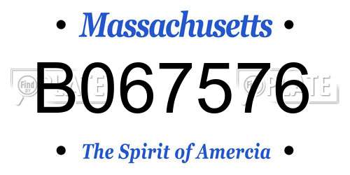 B067576 Massachusetts License Plate