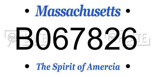 B067826 Massachusetts License Plate