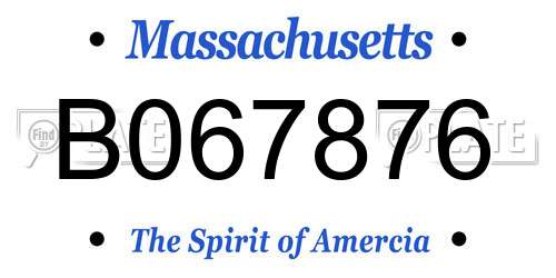 B067876 Massachusetts License Plate