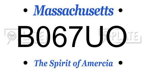 B067UO Massachusetts License Plate