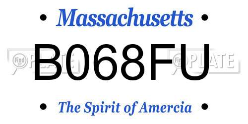 B068FU Massachusetts License Plate