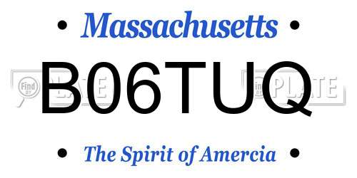 B06TUQ Massachusetts License Plate