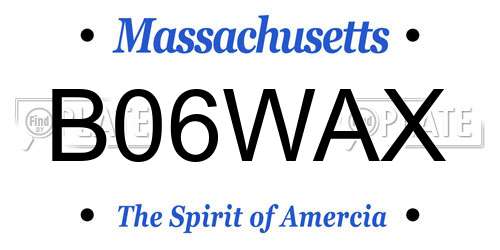 B06WAX Massachusetts License Plate