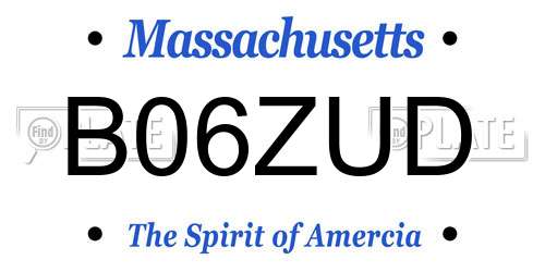 B06ZUD Massachusetts License Plate