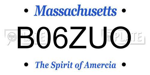 B06ZUO Massachusetts License Plate
