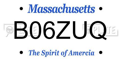 B06ZUQ Massachusetts License Plate