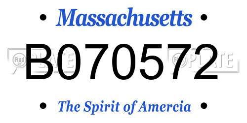 B070572 Massachusetts License Plate