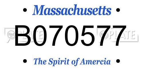 B070577 Massachusetts License Plate
