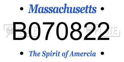 B070822 Massachusetts License Plate