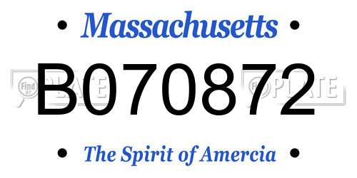 B070872 Massachusetts License Plate