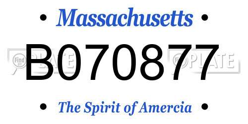 B070877 Massachusetts License Plate