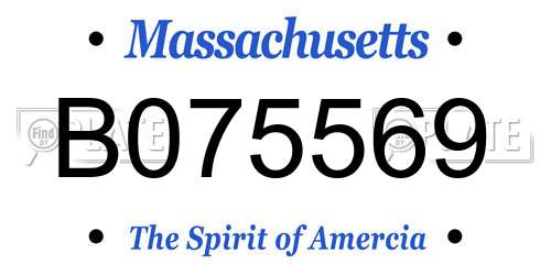 B075569 Massachusetts License Plate