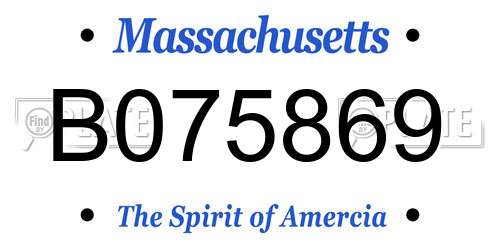 B075869 Massachusetts License Plate