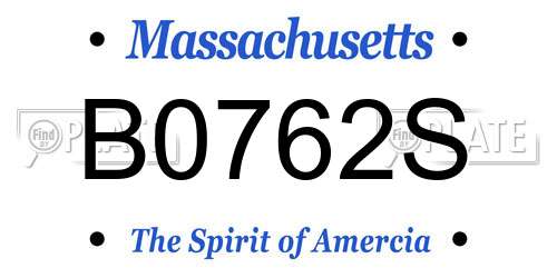 B0762S Massachusetts License Plate