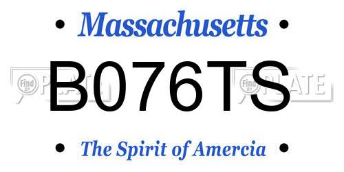 B076TS Massachusetts License Plate