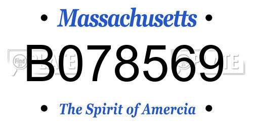 B078569 Massachusetts License Plate