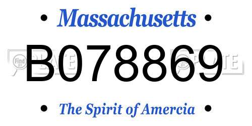 B078869 Massachusetts License Plate