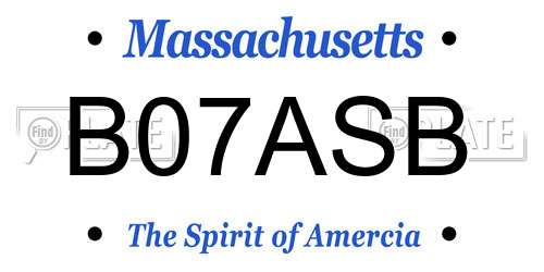 B07ASB Massachusetts License Plate