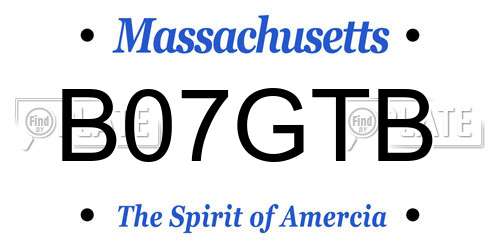 B07GTB Massachusetts License Plate