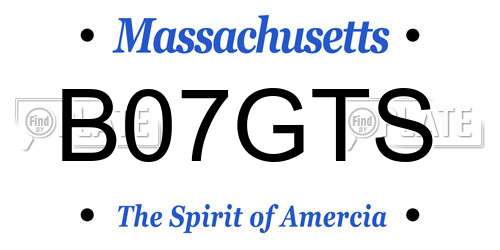 B07GTS Massachusetts License Plate