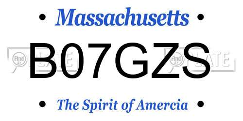 B07GZS Massachusetts License Plate