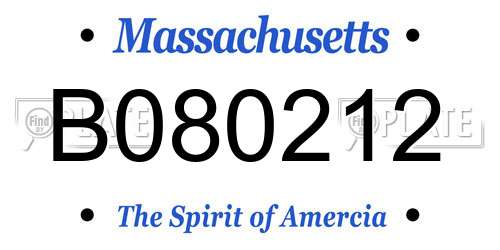 B080212 Massachusetts License Plate