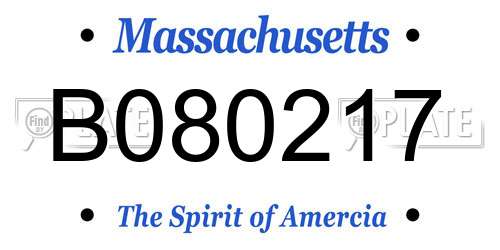 B080217 Massachusetts License Plate