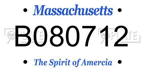 B080712 Massachusetts License Plate
