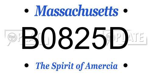 B0825D Massachusetts License Plate