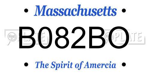 B082BO Massachusetts License Plate