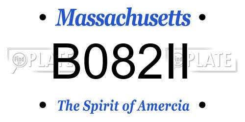 B082II Massachusetts License Plate