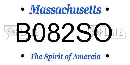 B082SO Massachusetts License Plate