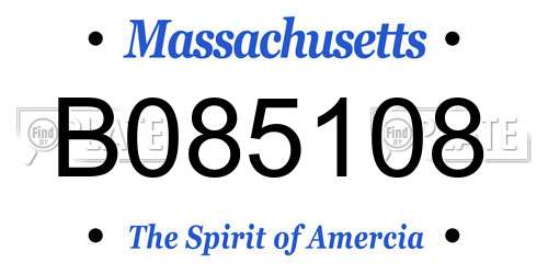 B085108 Massachusetts License Plate