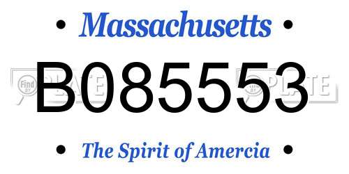 B085553 Massachusetts License Plate