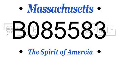 B085583 Massachusetts License Plate
