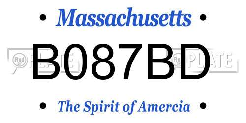 B087BD Massachusetts License Plate