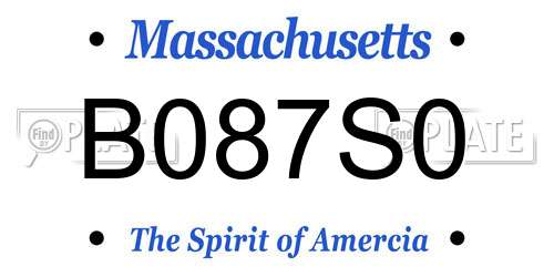B087S0 Massachusetts License Plate