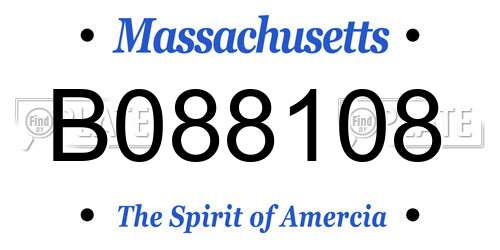 B088108 Massachusetts License Plate
