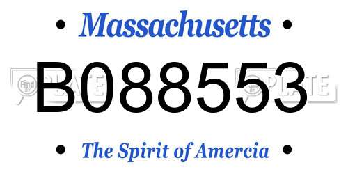 B088553 Massachusetts License Plate