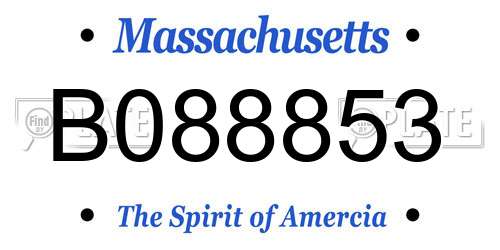 B088853 Massachusetts License Plate