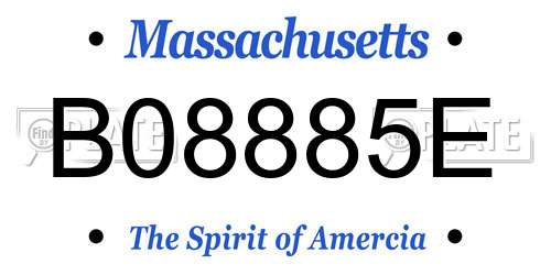 B08885E Massachusetts License Plate