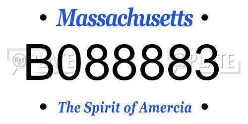 B088883 Massachusetts License Plate