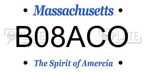 B08ACO Massachusetts License Plate