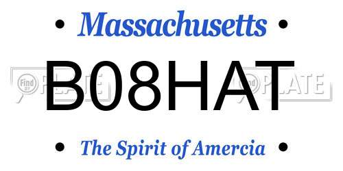 B08HAT Massachusetts License Plate