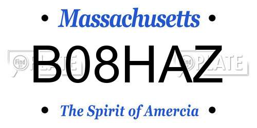 B08HAZ Massachusetts License Plate