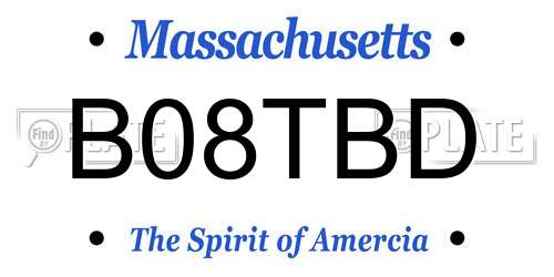 B08TBD Massachusetts License Plate