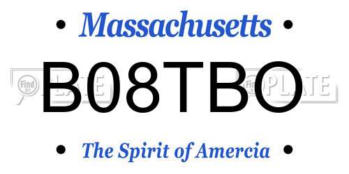 B08TBO Massachusetts License Plate